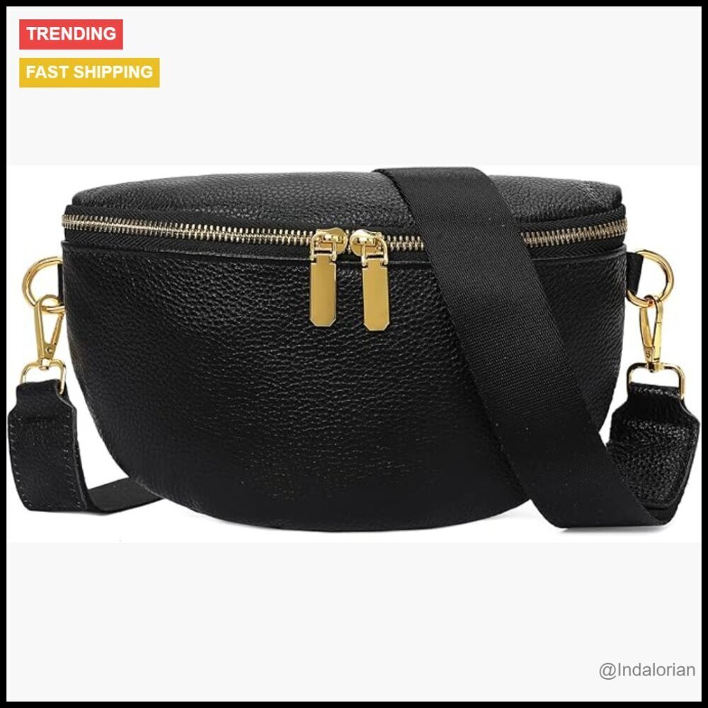 Vegan Leather Crossbody Bag Adjustable Strap Multi-Way Carry Anti-Theft Pocket